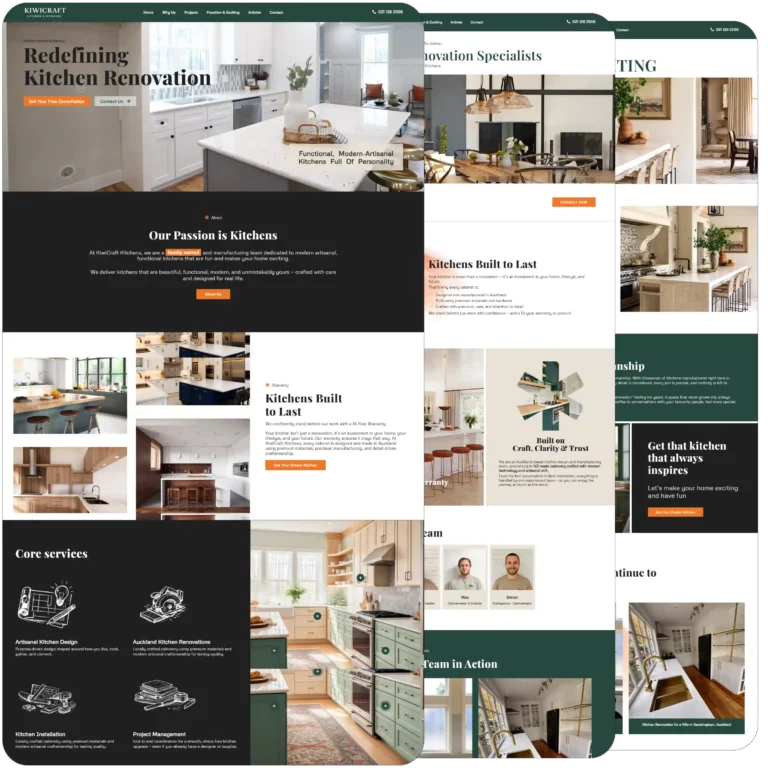 Kiwi Craft Kitchens website redesign by AV Consulting