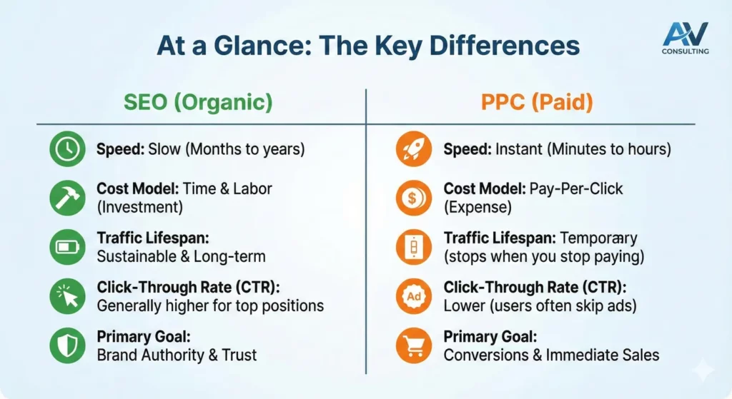 compare ppc and seo