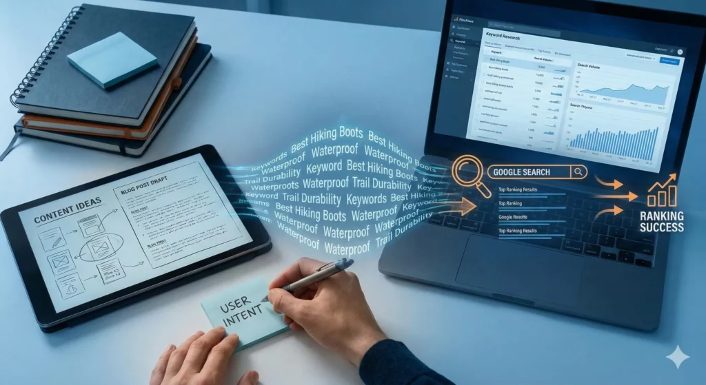 laptop, tablet and books on desk